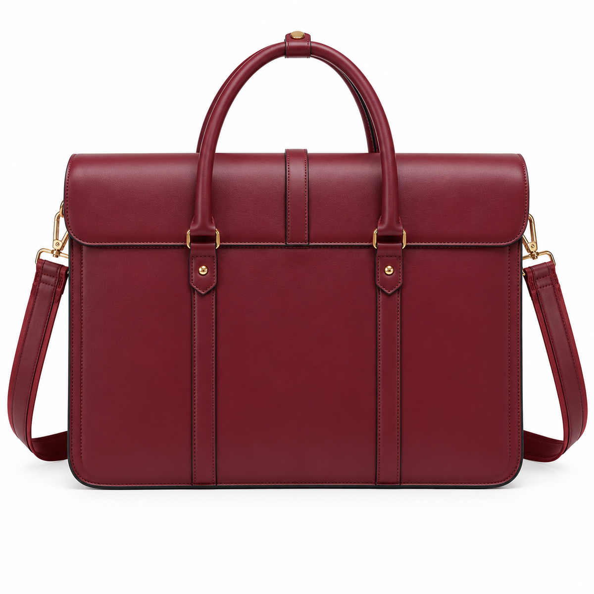 Burgundy Bow Detail Leather Laptop Bag-2