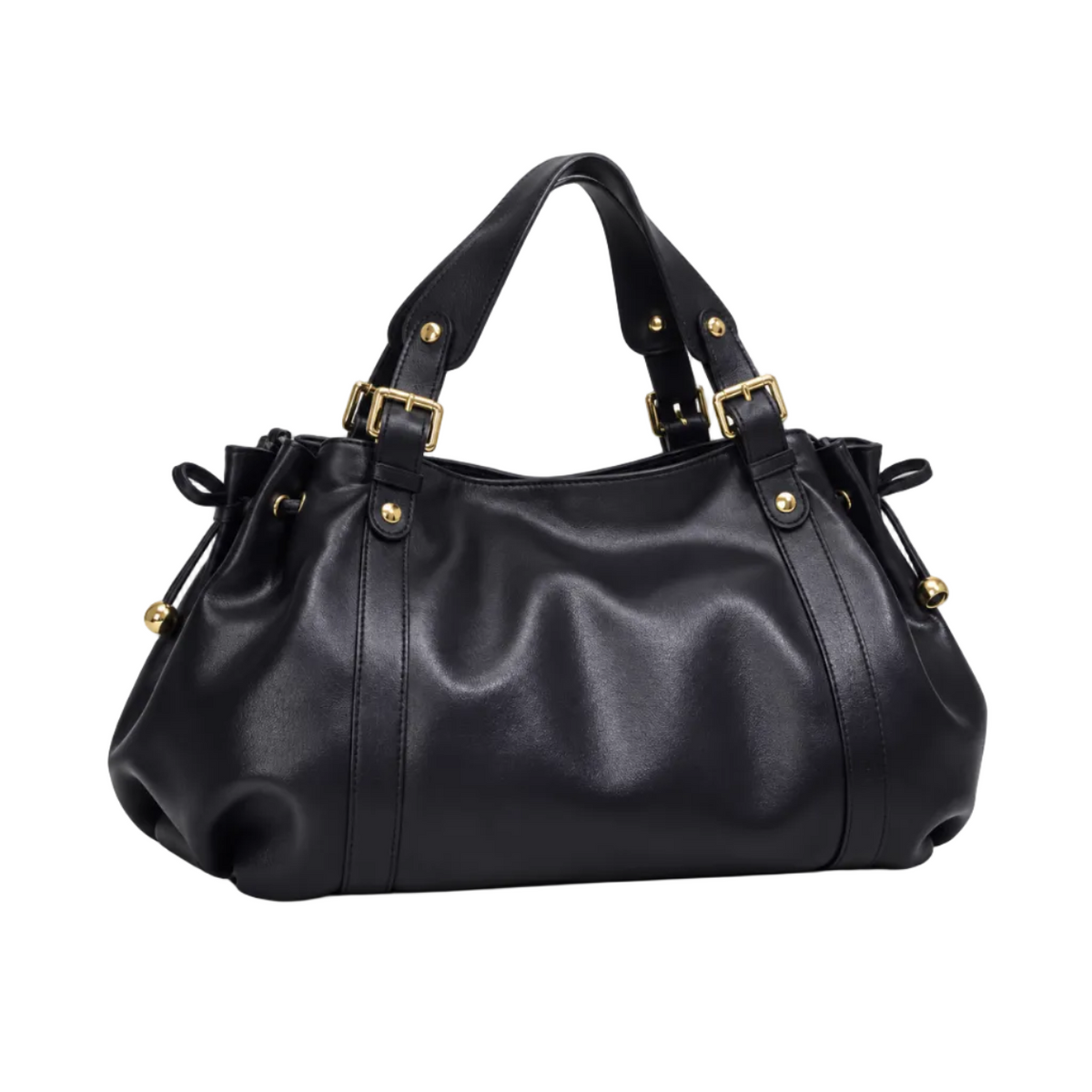 Elegant Black Handbag With Gold Accents-1