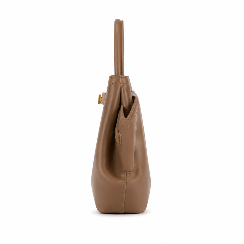 Brown Sculpted Wing Handbag with Gold-Tone Detail-3