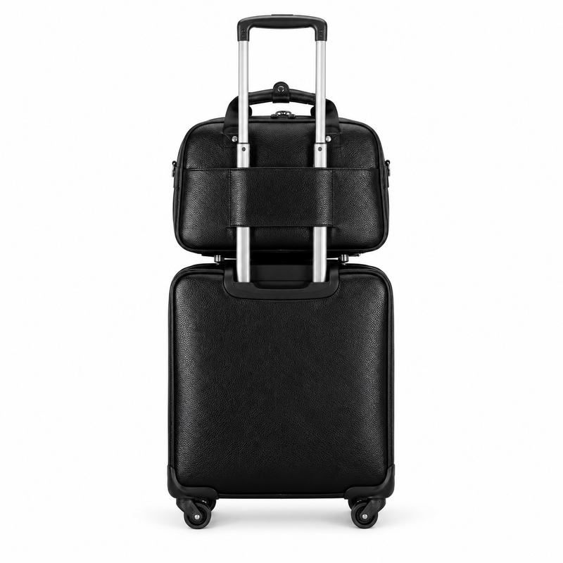 Black Textured Two Piece Trolley Set-2
