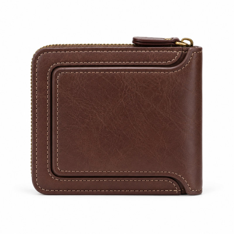 Vintage Brown Wallet With Star Closure-2
