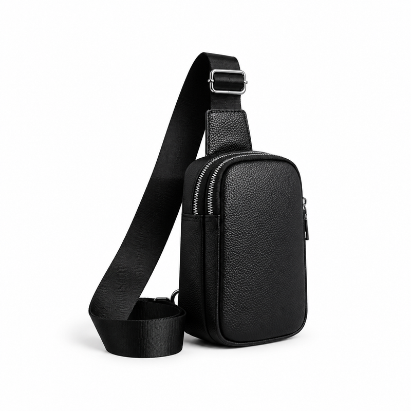 Classic Black Textured Crossbody Sling Bag-1