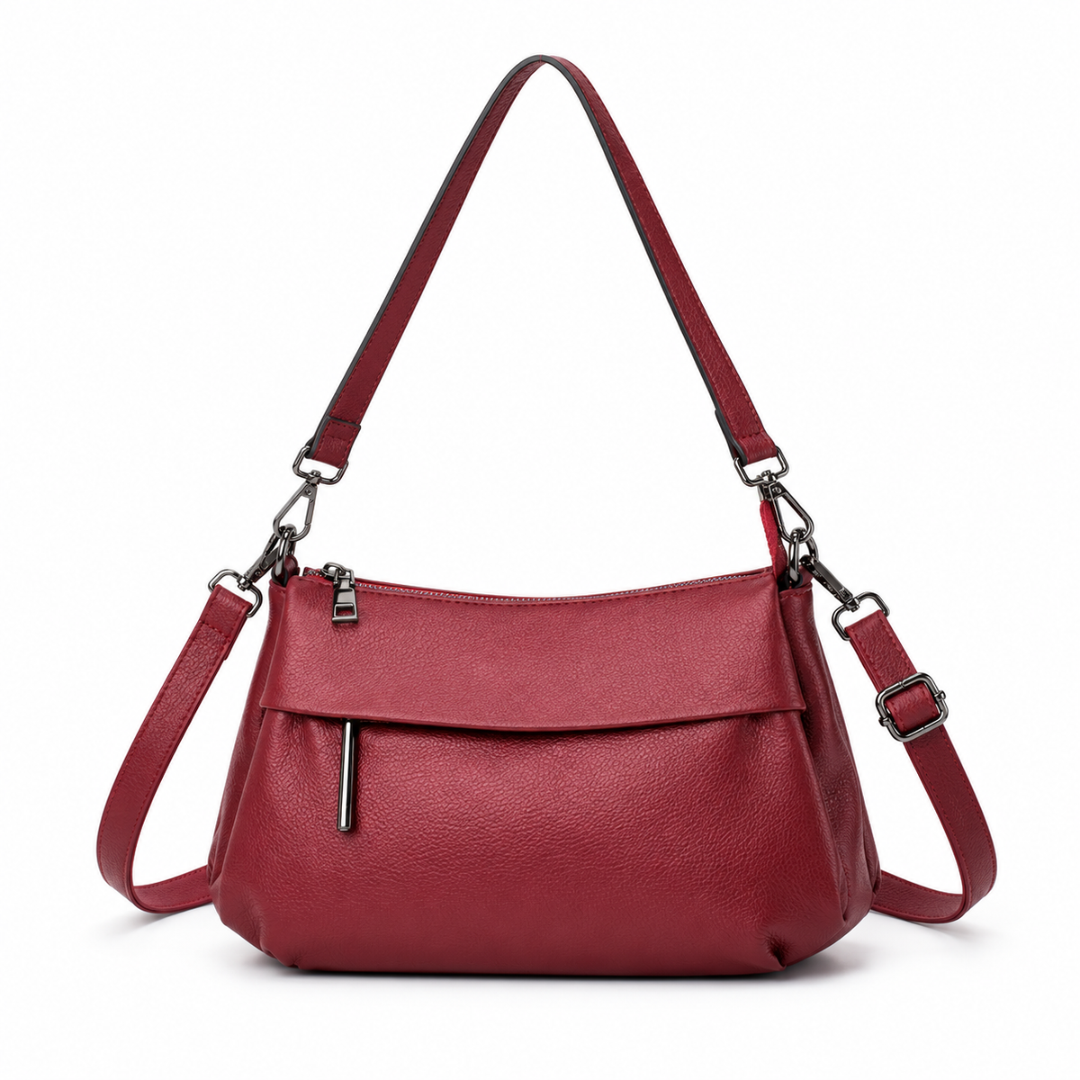 Elegant Burgundy Shoulder Bag With Crossbody-4