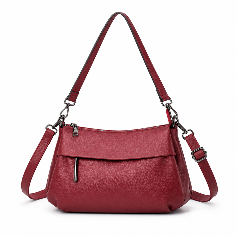 Elegant Burgundy Shoulder Bag With Crossbody-4