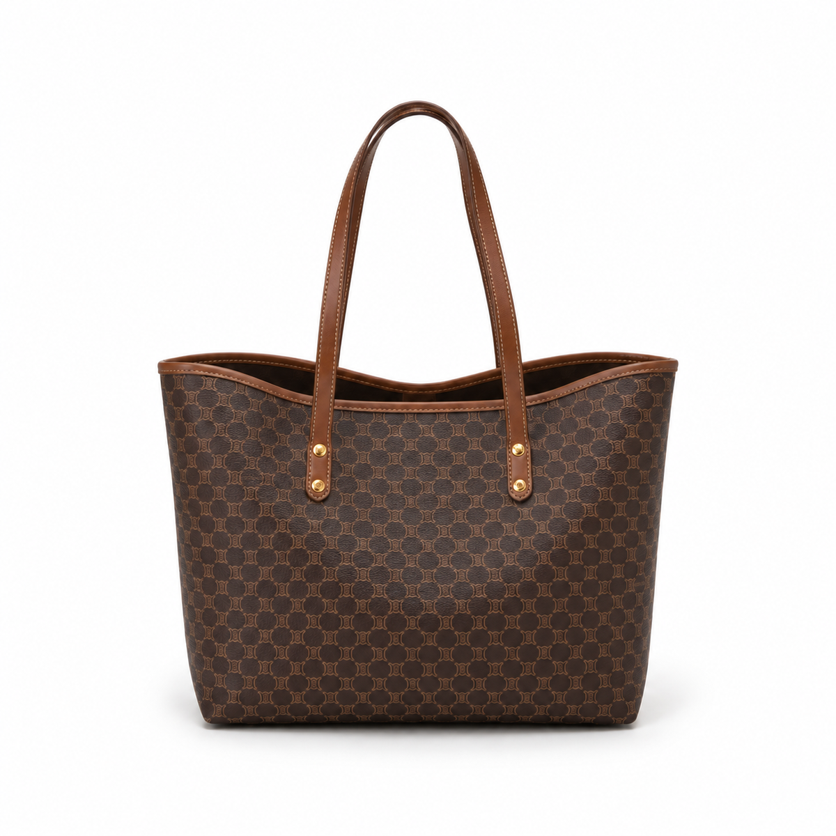 Coffee Monogram Pattern Everyday Tote Handbag-2