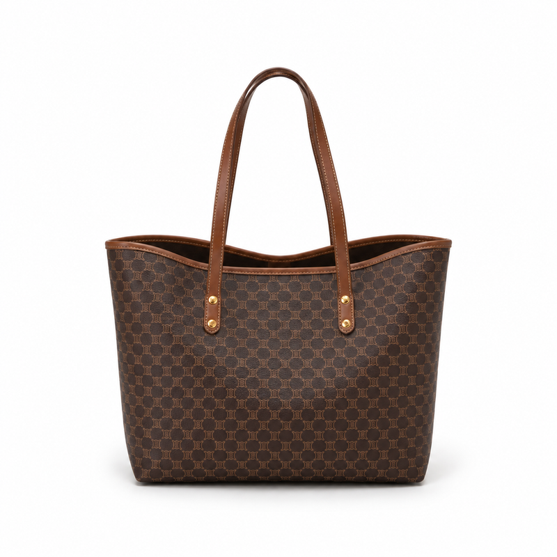 Coffee Monogram Pattern Everyday Tote Handbag-2