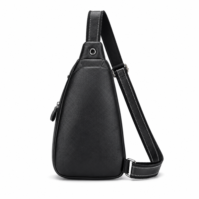 Black Textured Sling Bag With Strap-2