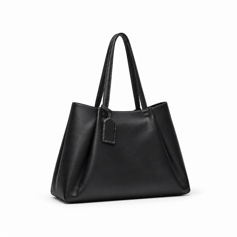 Elegant Black Leather Everyday Shoulder Tote-1