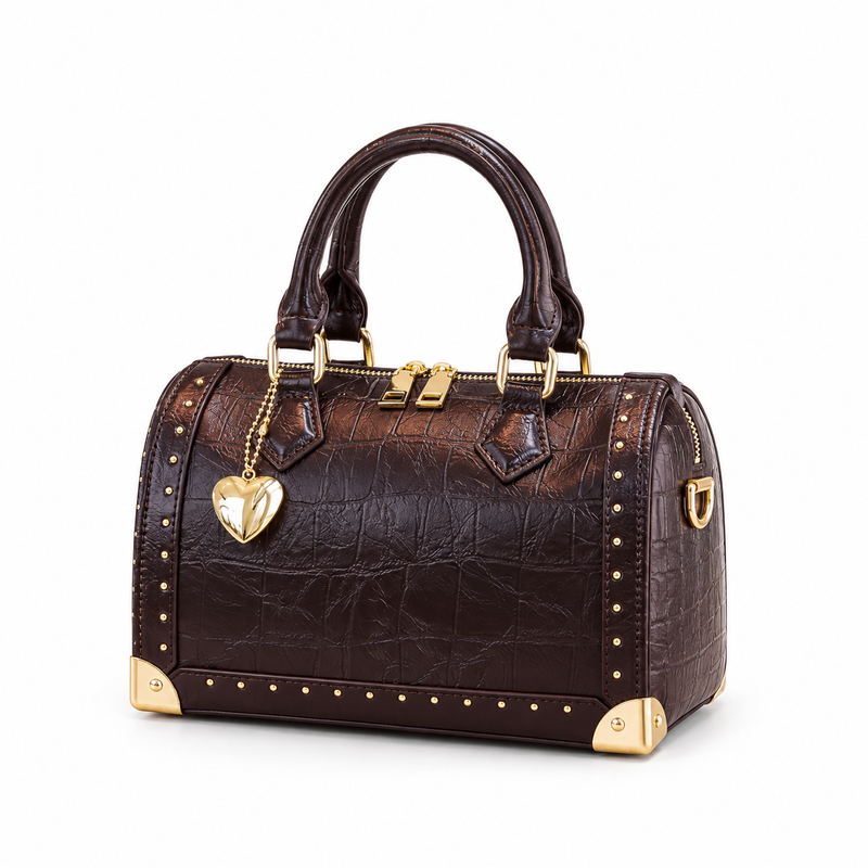 Dark Coffee Leather Satchel Bag-3