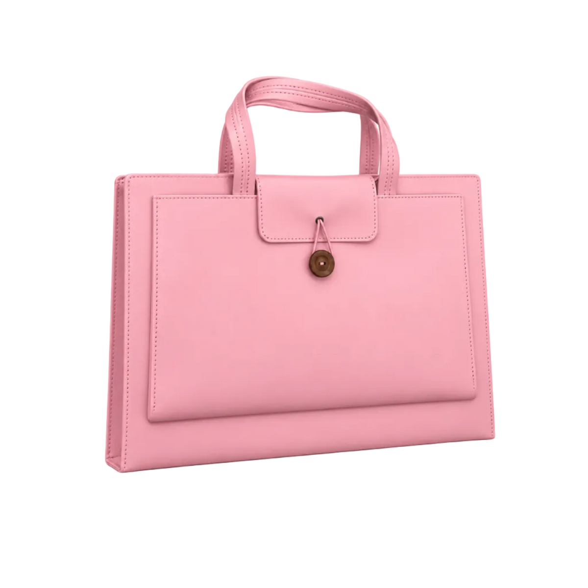 Elegant Pink Leather Laptop Tote Bag-1
