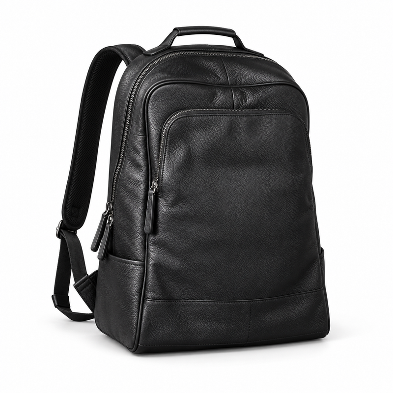 Classic Black Textured Everyday Travel Backpack-1