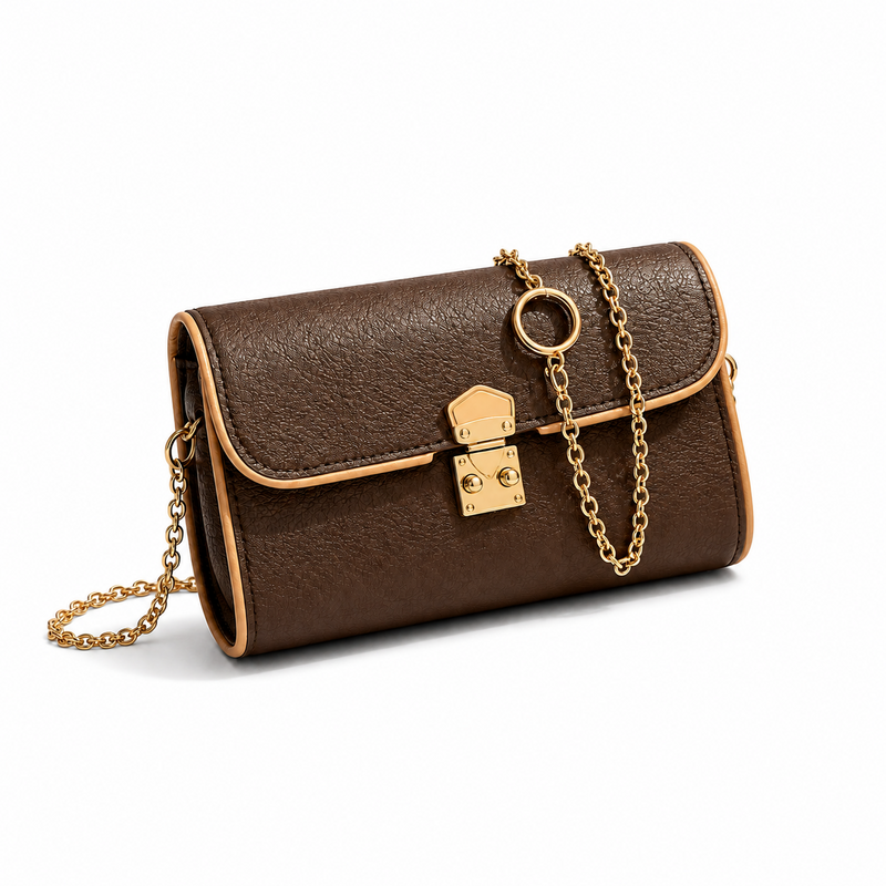 Vintage Brown Textured Leather Clutch Bag-1