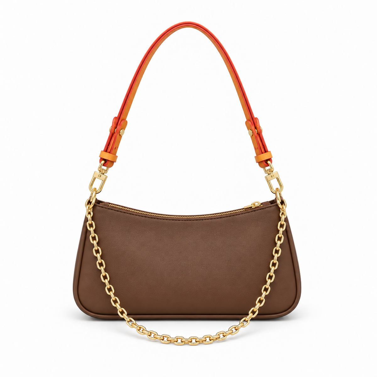 Coffee Brown Vegan Leather Shoulder Bag-2