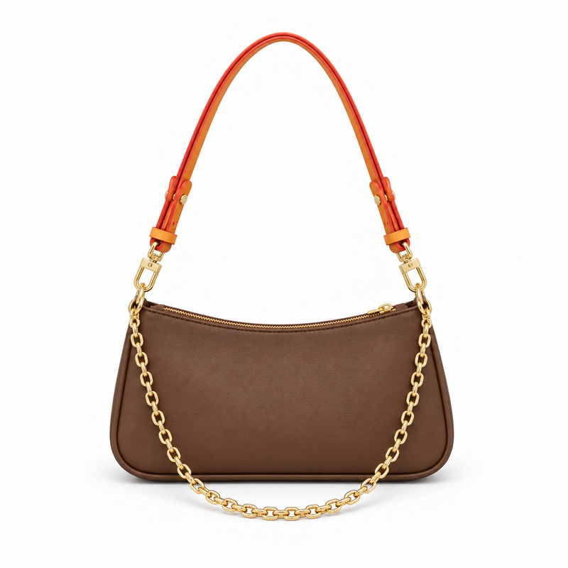 Coffee Brown Vegan Leather Shoulder Bag-2