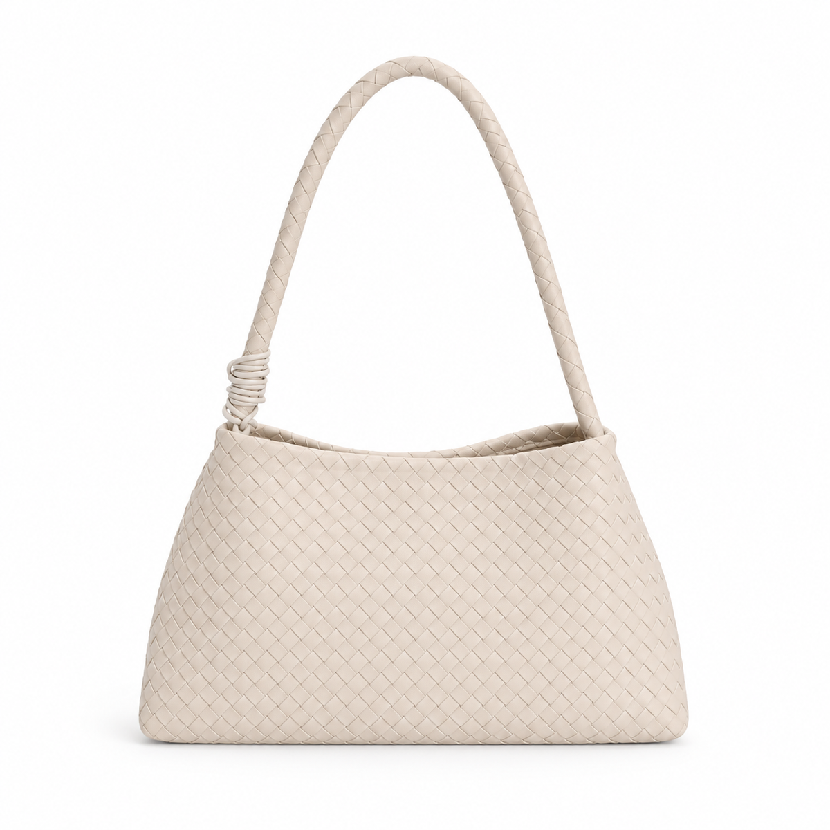 Elegant Ivory Woven Shoulder Charm Bag-2
