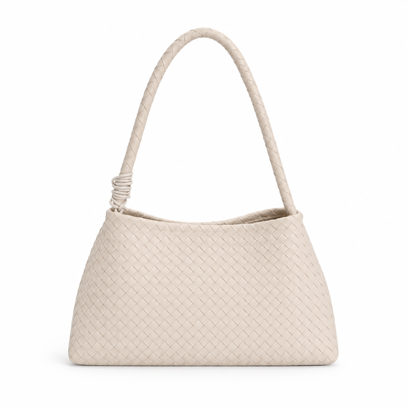 Elegant Ivory Woven Shoulder Charm Bag-2