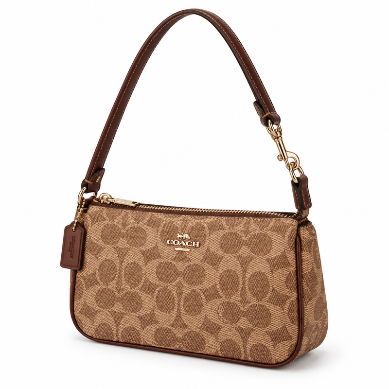 Classic Brown Leather Canvas Shoulder Bag-3