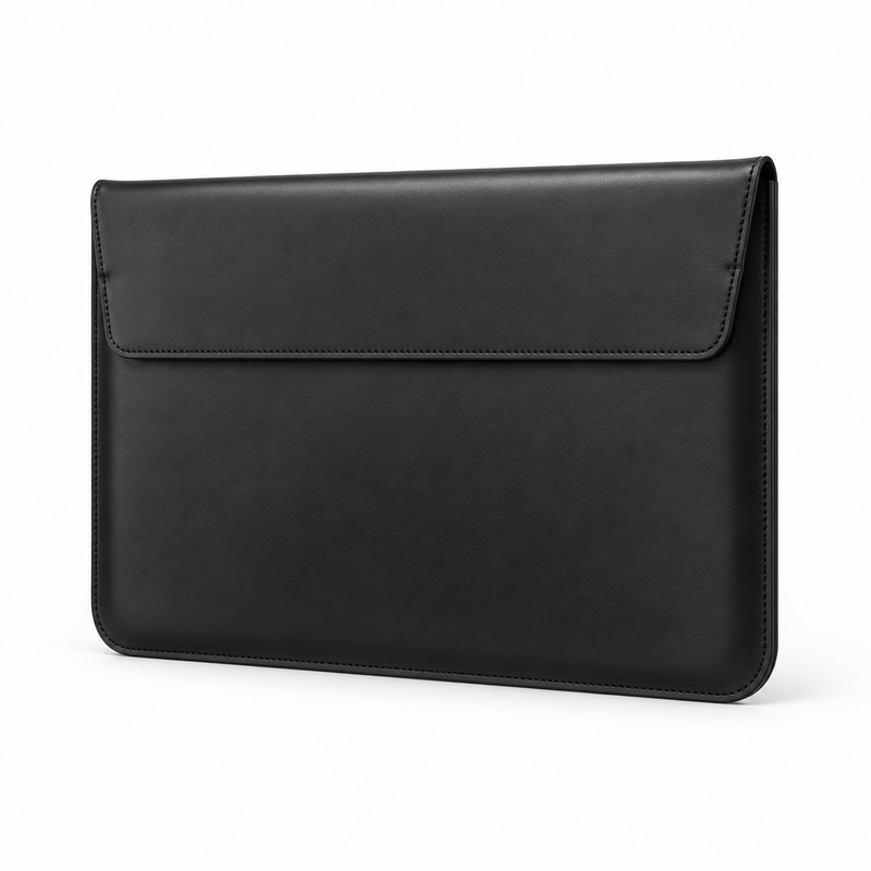 Black Leather Envelope Style Laptop Bag-3