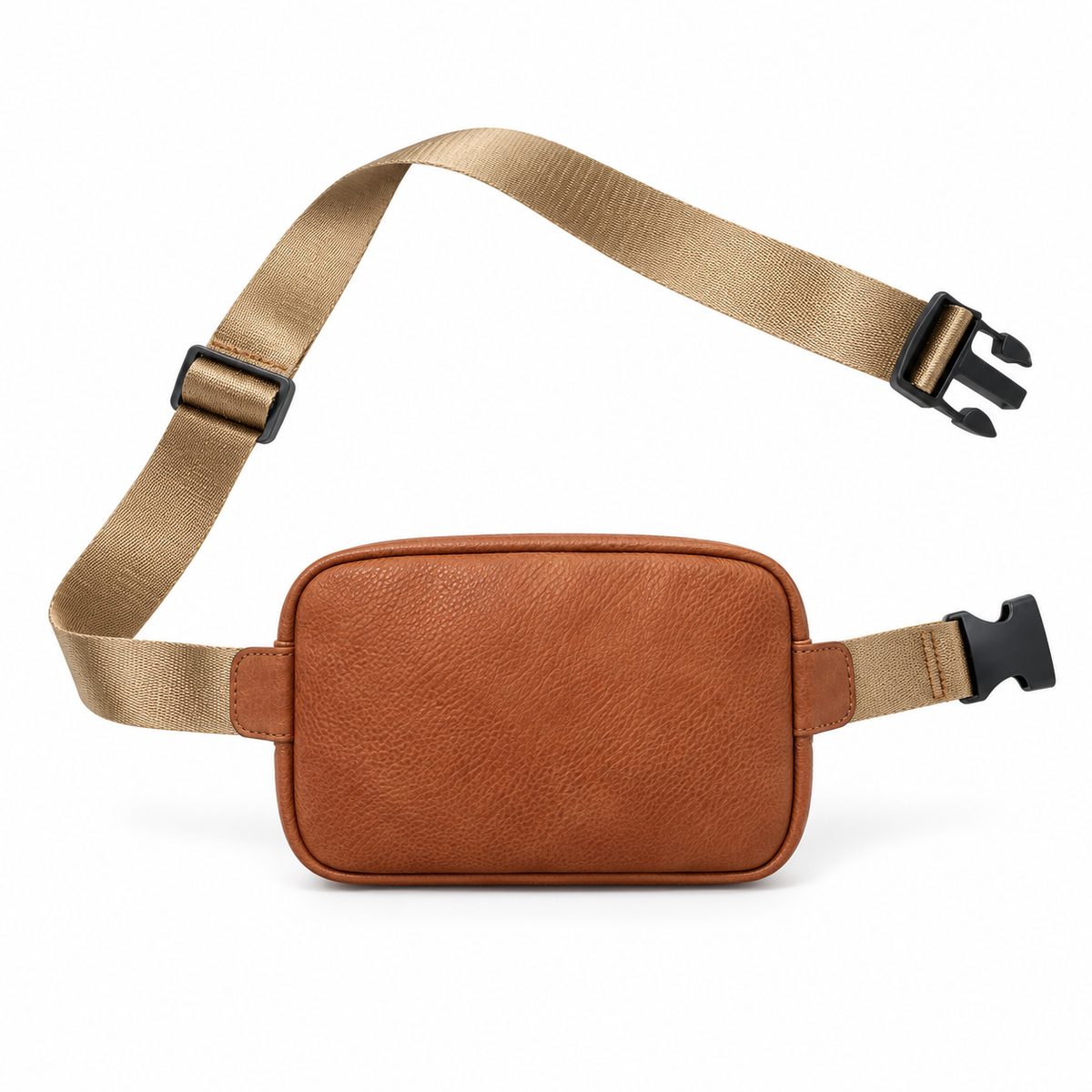 Brown Textured Waist Bag Adjustable Strap