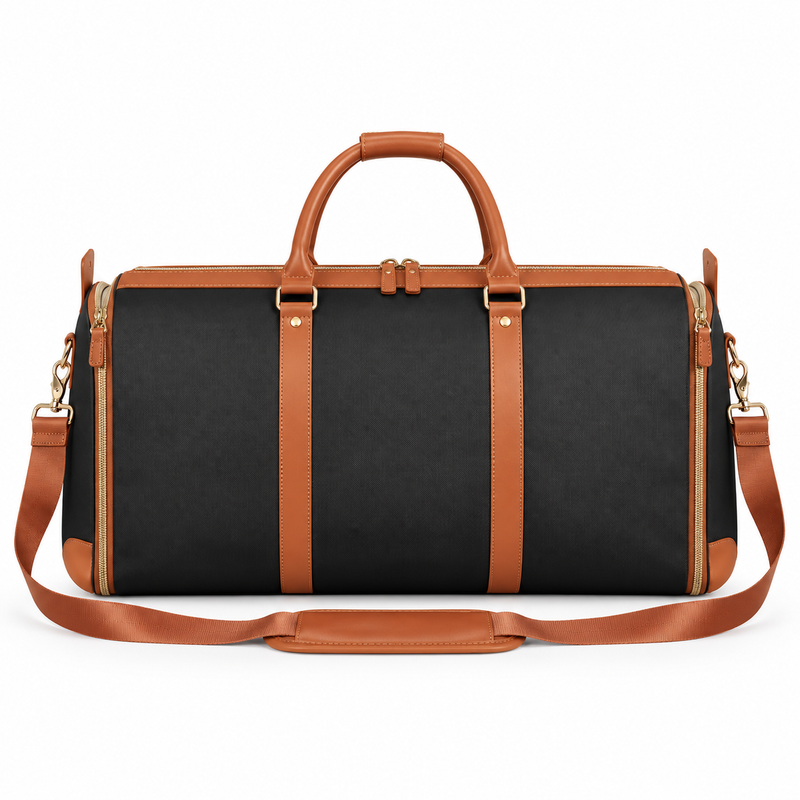 Black Brown Convertible Garment Overnight Bag-2