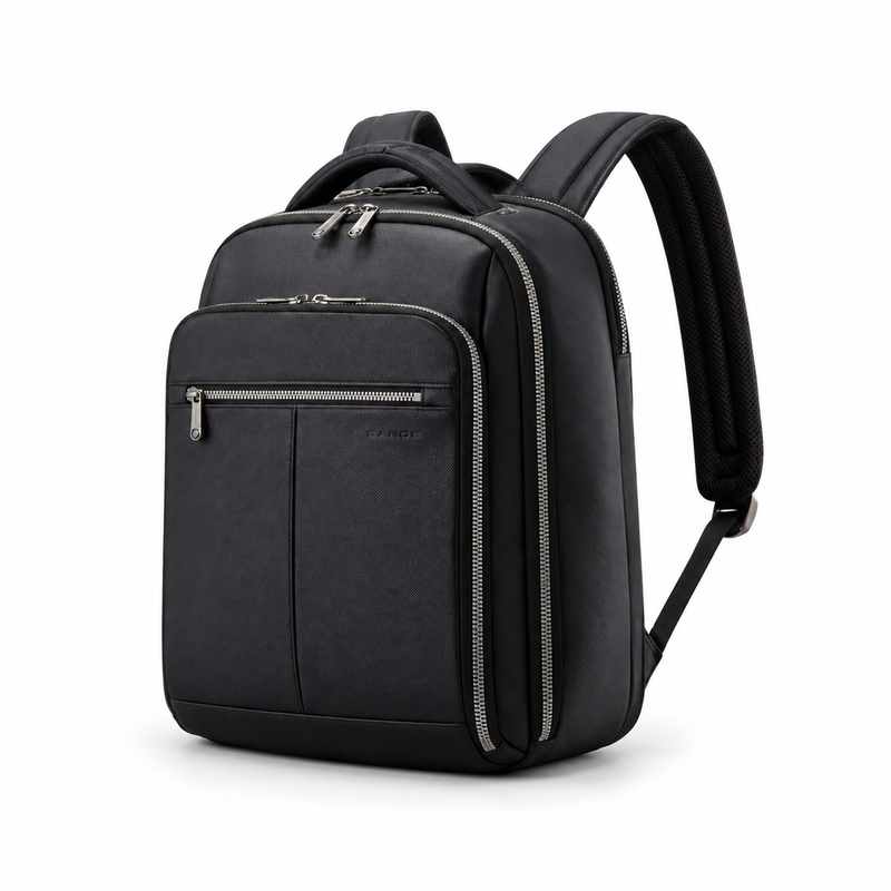 Black Business Laptop Backpack with Multi-Compartment Design-3