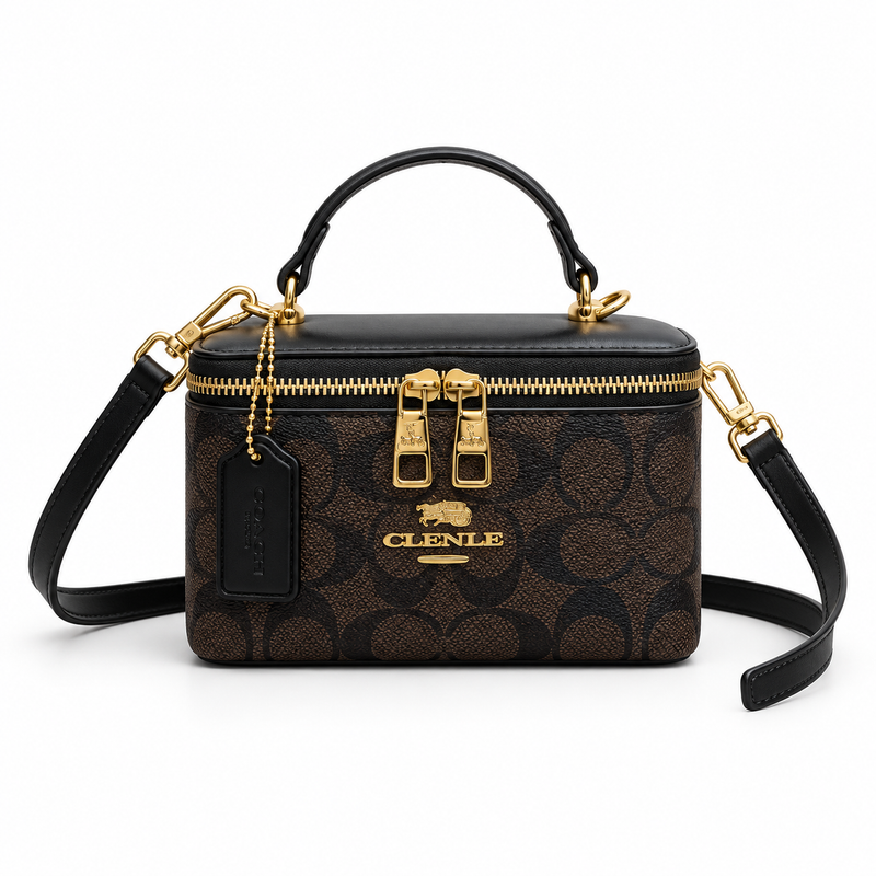 Elegant Black Monogram Box Crossbody Bag-4