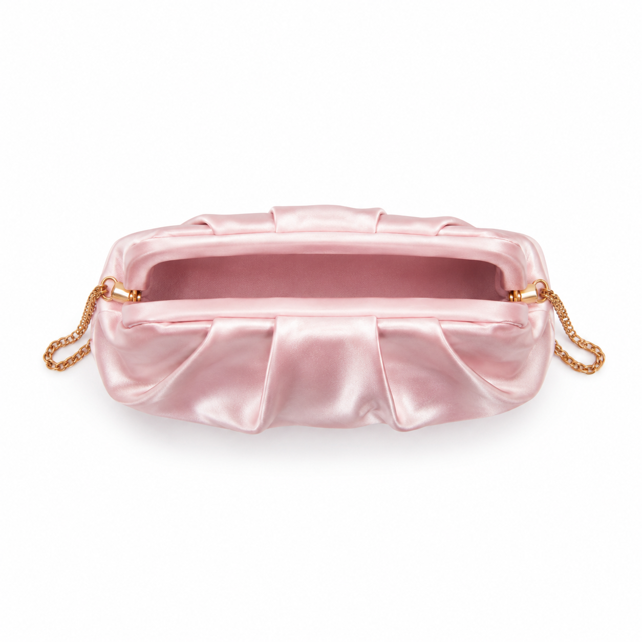 Blush Pink Ruched Satin Clutch Bag-3