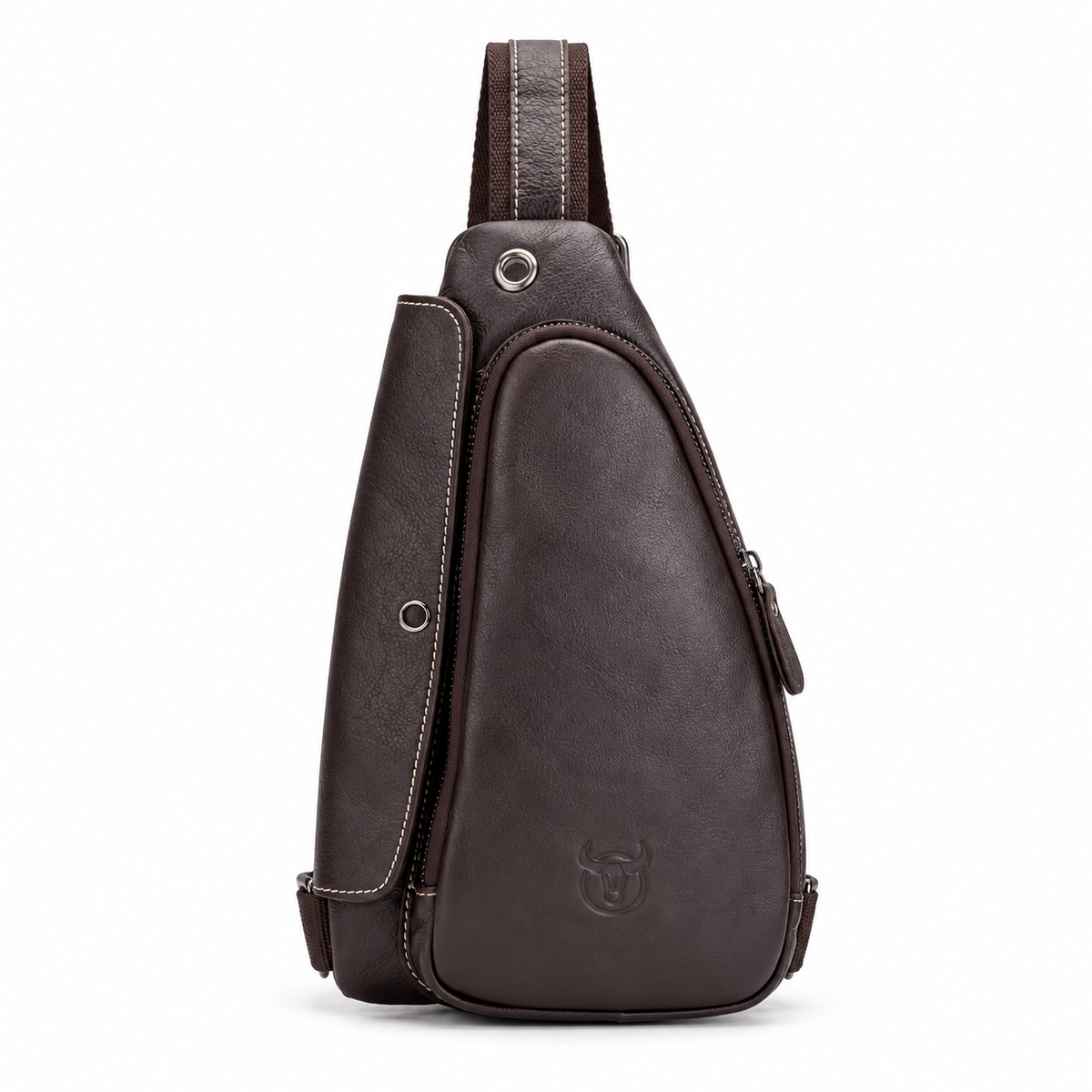 Coffee Brown Textured Crossbody Sling Bag-3