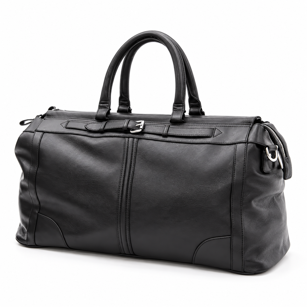 Classic Black Overnight Bag With Handles-3