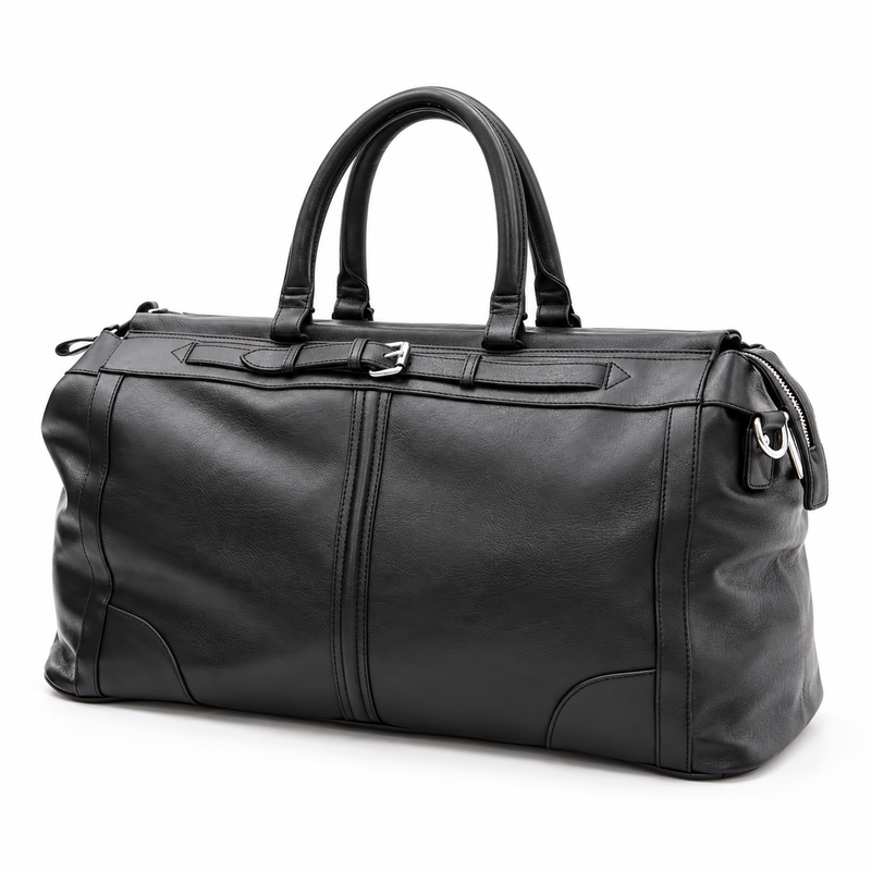 Classic Black Overnight Bag With Handles-3