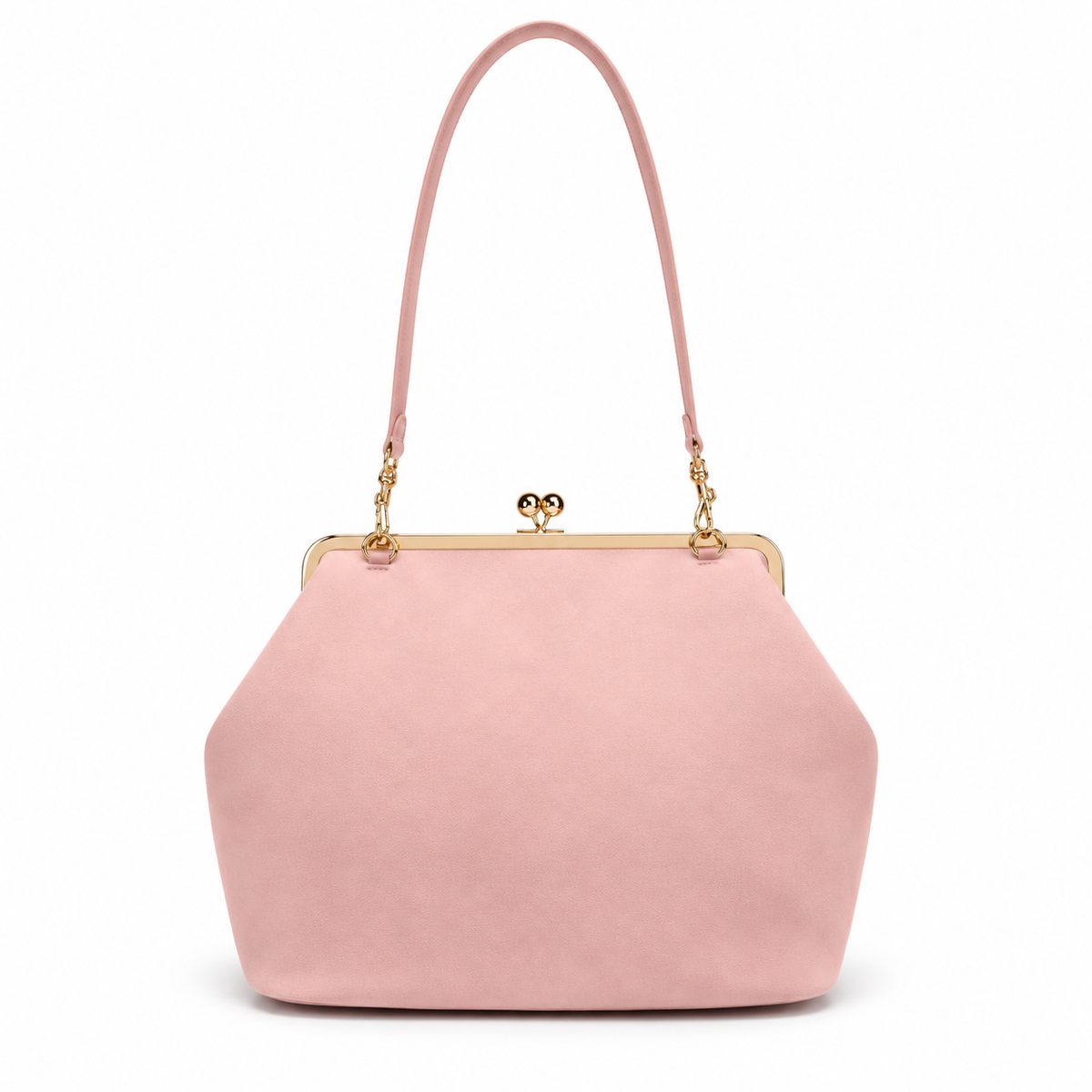 Blush Pink Vintage Kiss Lock Clutch Bag-2