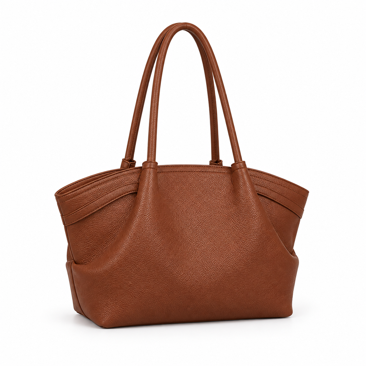 Brown Pebbled Leather Elegant Shoulder Tote-2