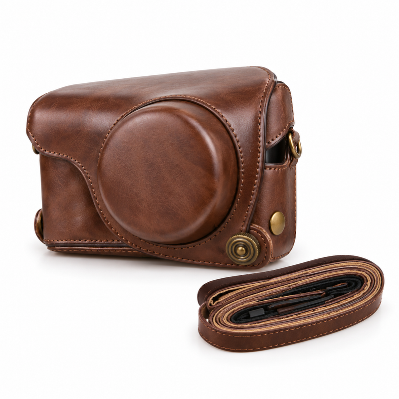 Classic Brown Camera Case With Strap-2