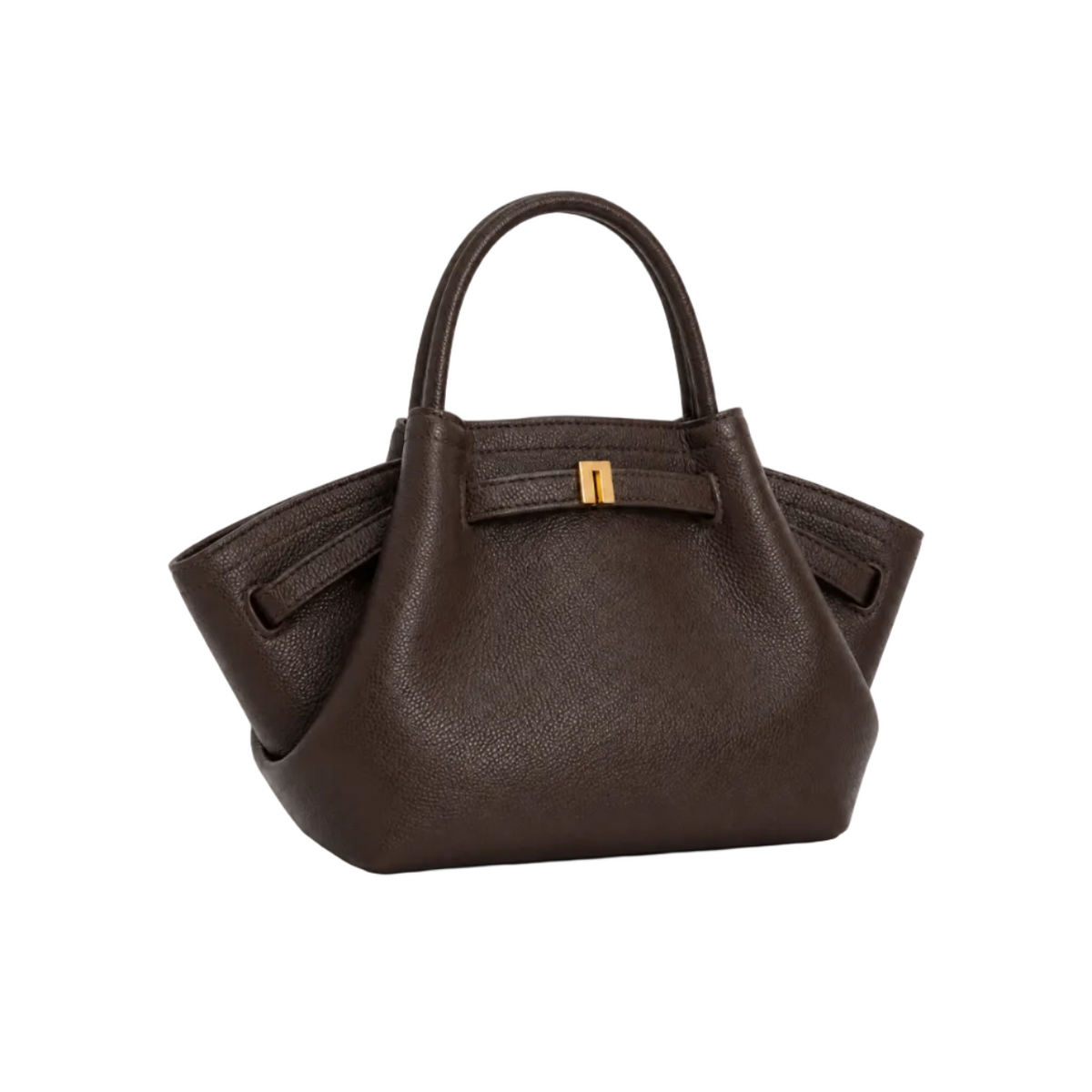 Elegant Dark Brown Textured Winged Handbag-1