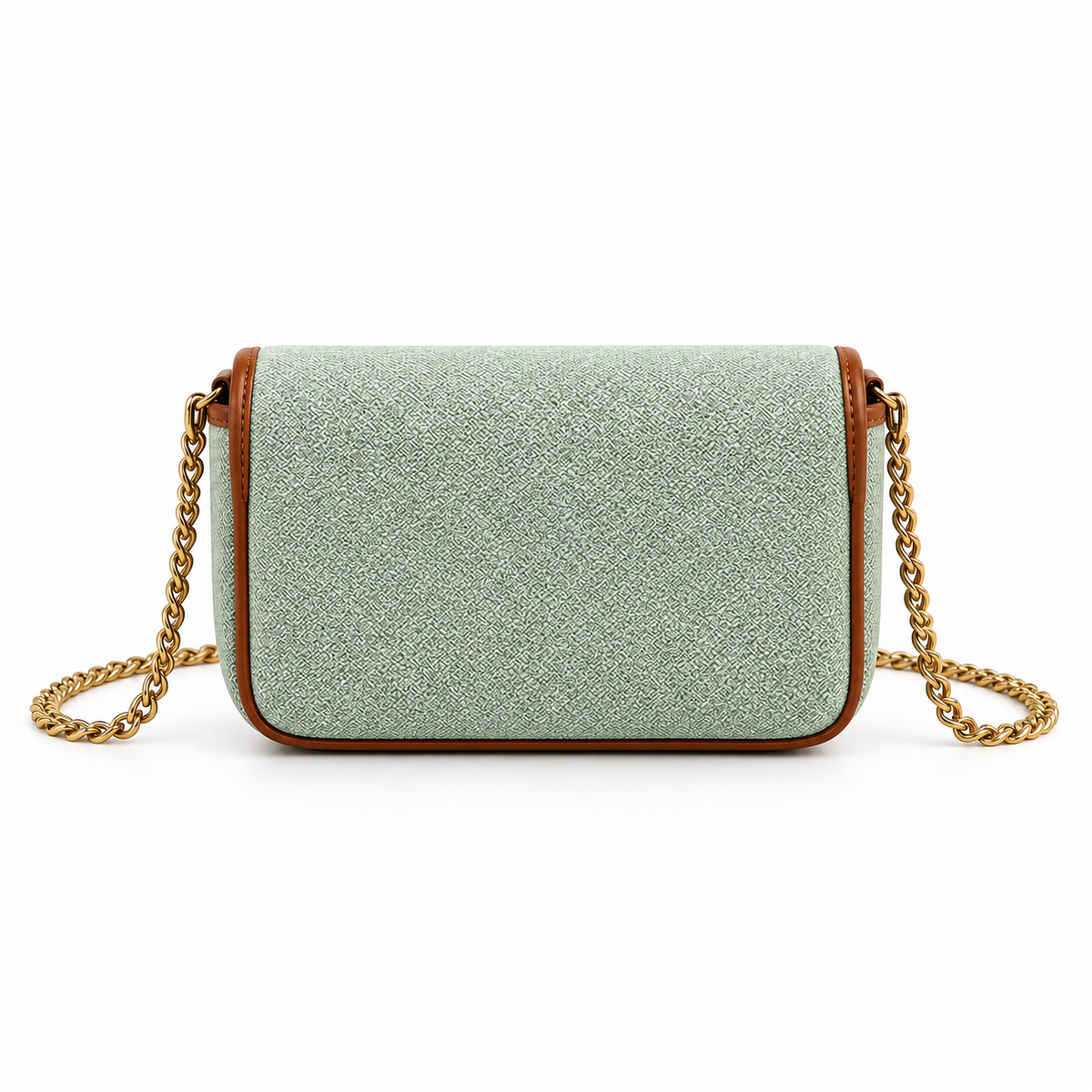 Mint Green Woven Chain Shoulder Bag-2