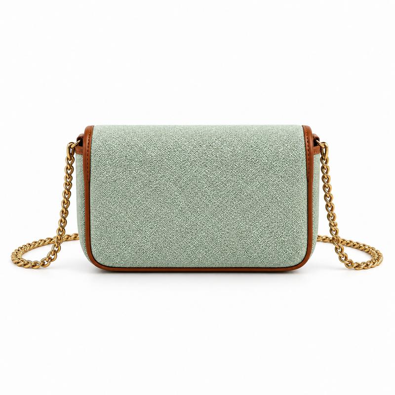 Mint Green Woven Chain Shoulder Bag-2