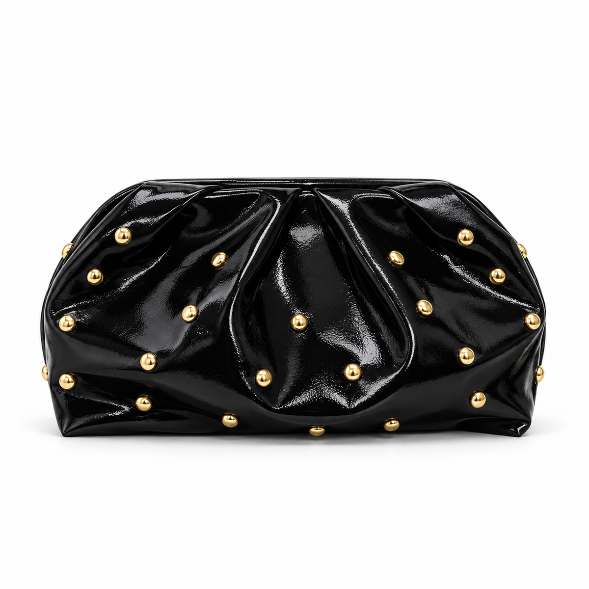 Black Studded Leather Evening Clutch Bag-4