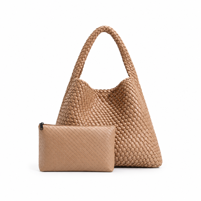 Woven Hobo Shoulder Bag With Pouch-4