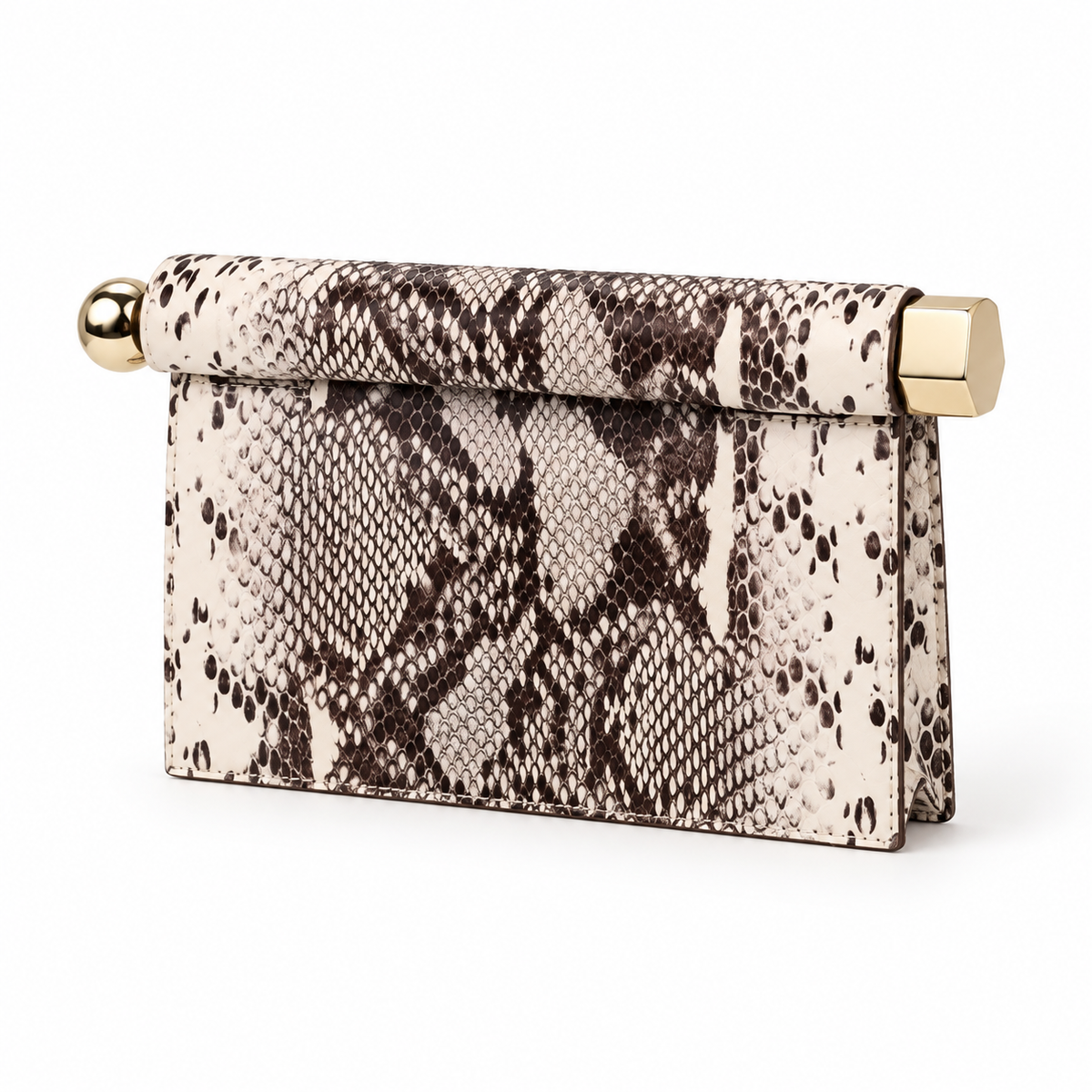 Elegant Snakeskin Print Leather Evening Clutch-3