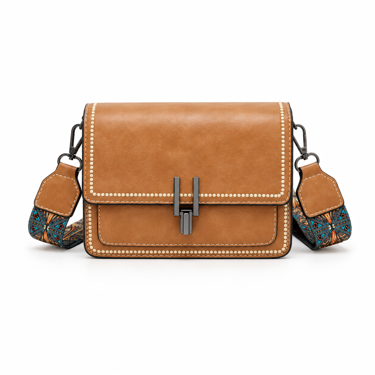 Light Brown Vintage Flap Crossbody Bag-4