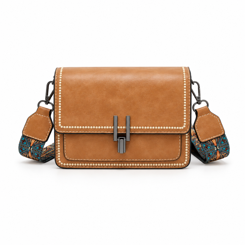 Light Brown Vintage Flap Crossbody Bag-4
