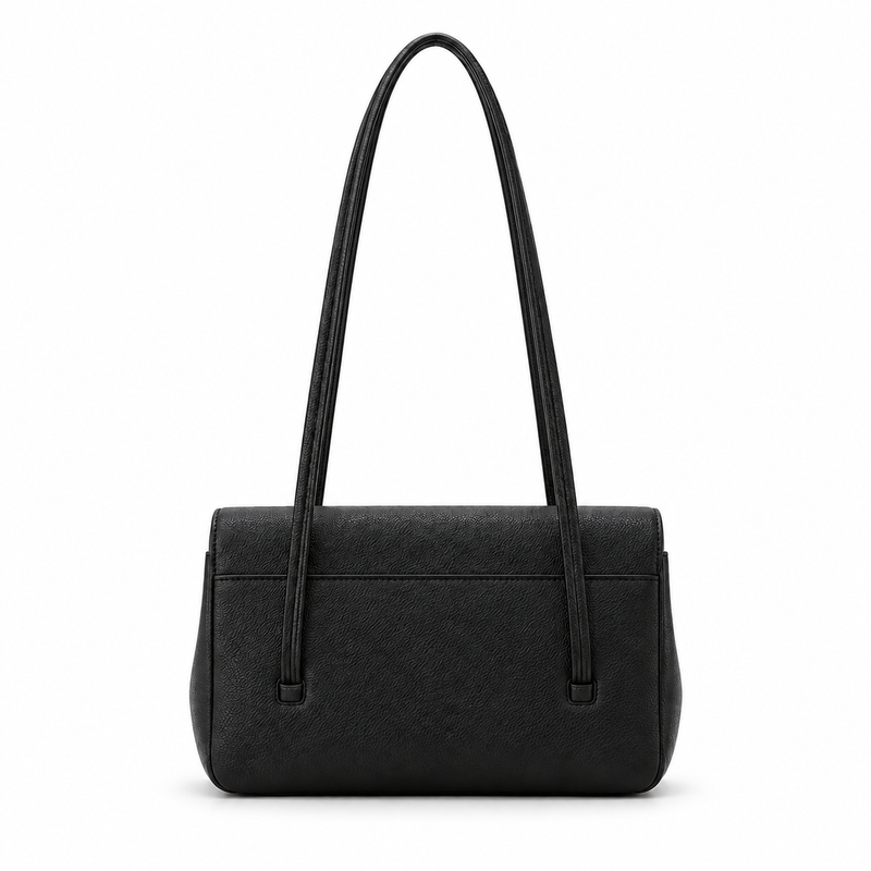 Elegant Black Pebbled Leather Shoulder Bag-2