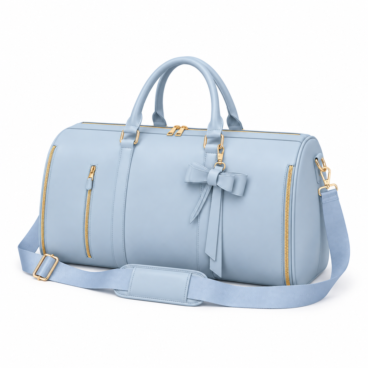 Powder Blue Bow Garment Overnight Bag-3