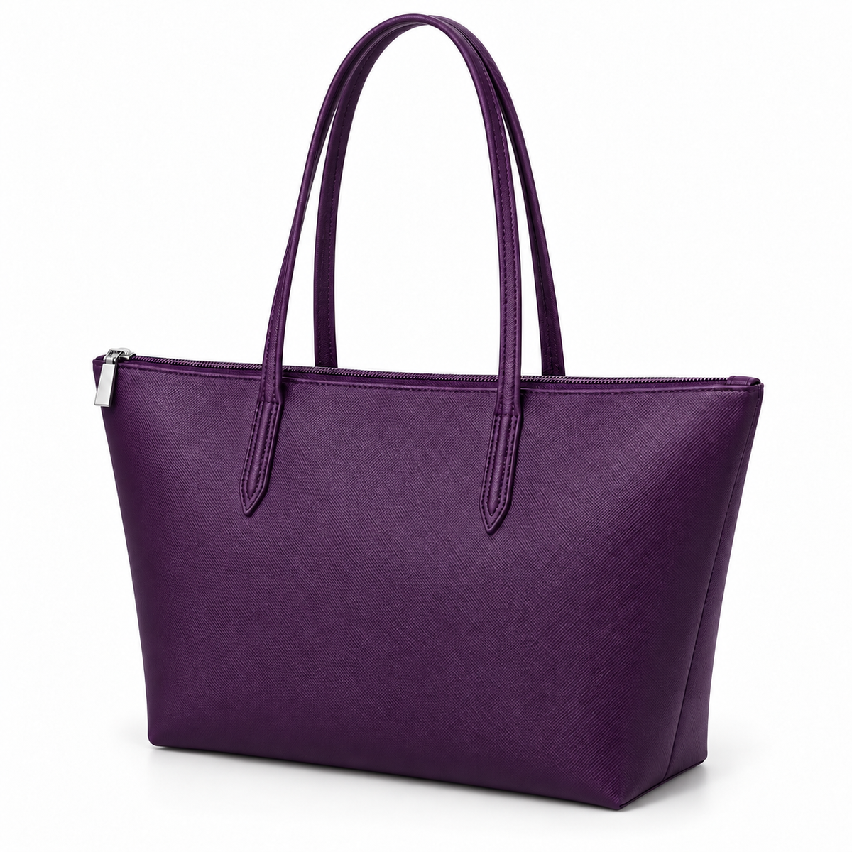 Dark Purple Leather Canvas Tote Bag-3
