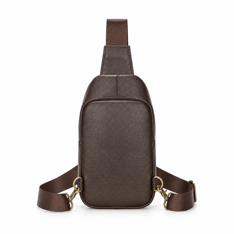 Classic Brown Textured Crossbody Sling Bag-3