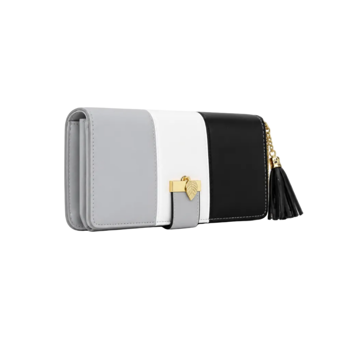 Grey White Black Color Block Wallet-1