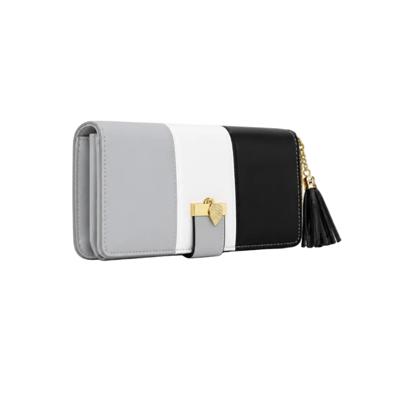 Grey White Black Color Block Wallet-1