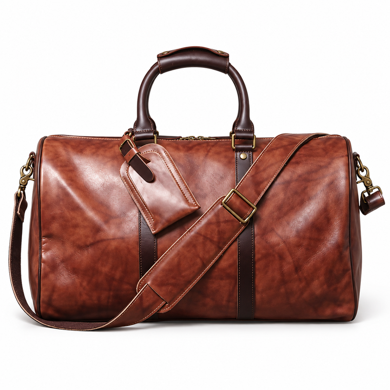 Vintage Brown Overnight Travel Duffel Bag-3