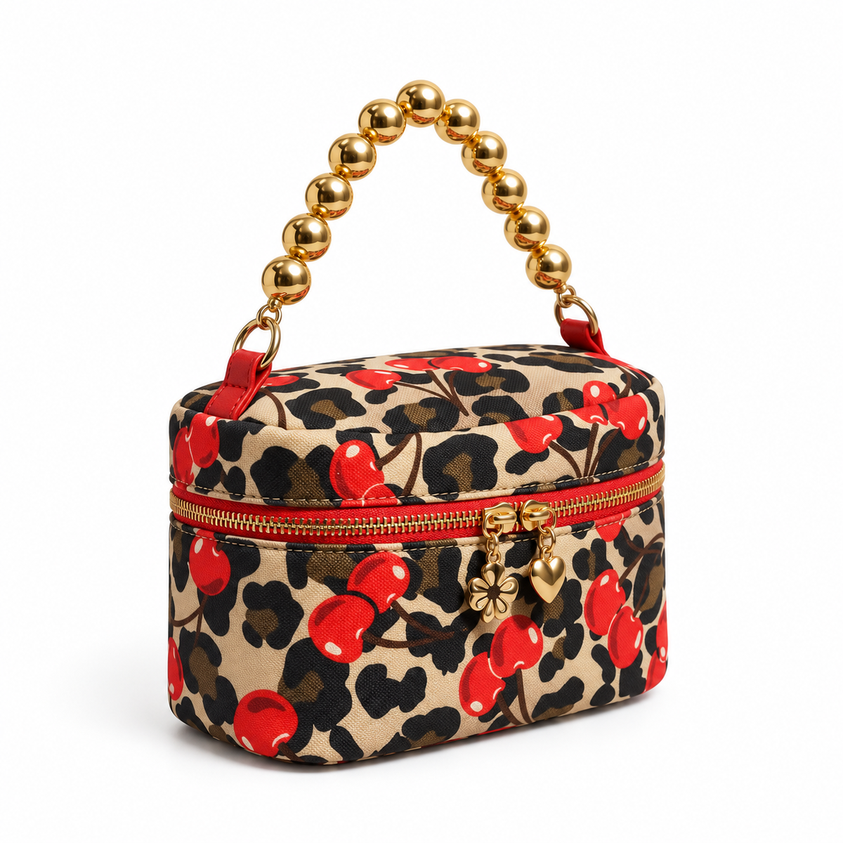 Cherry Leopard Print Gold Handle Bag-1