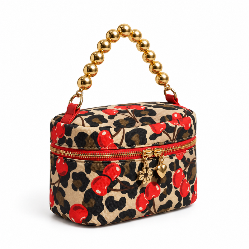 Cherry Leopard Print Gold Handle Bag-1